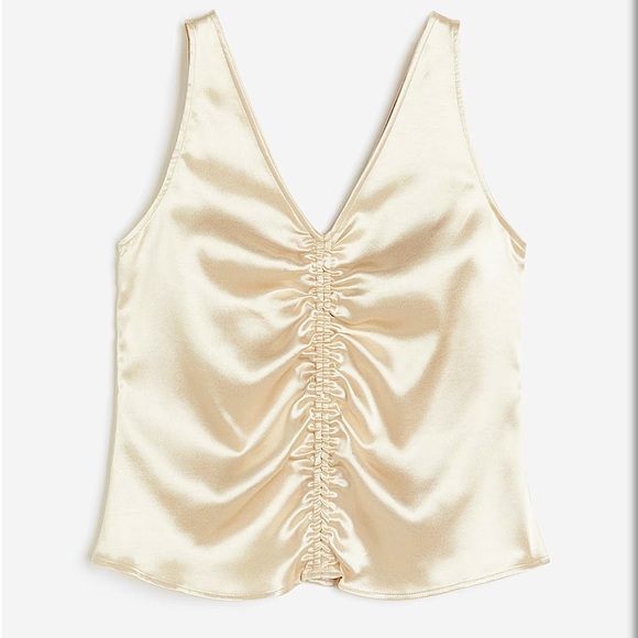 Champagne Ruched Satin Sleeveless Top - Picture 2 of 15